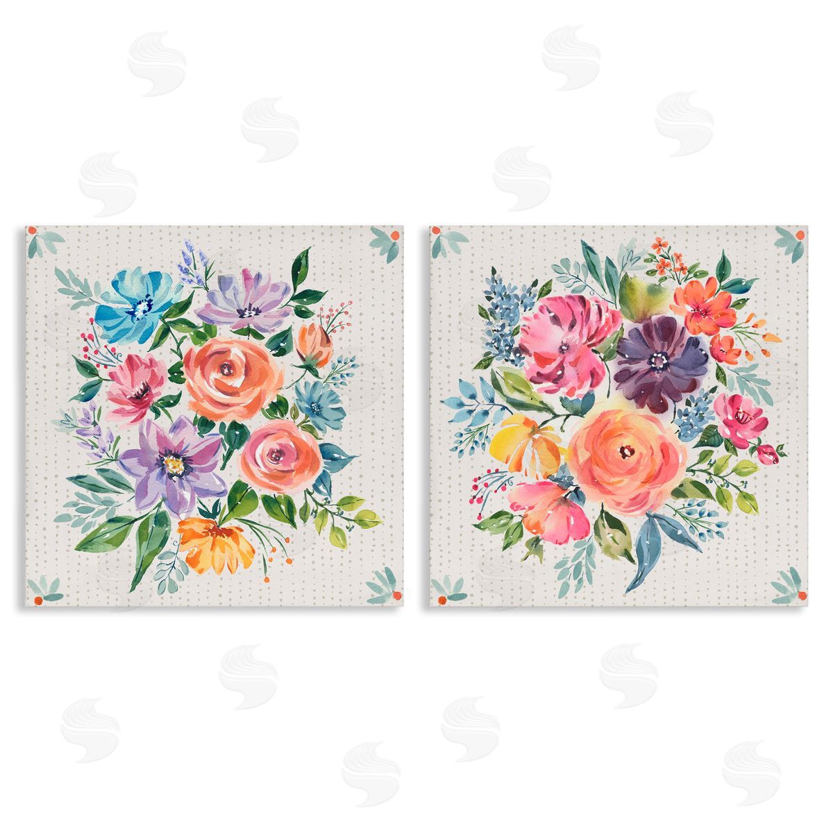 Jenny Faw Vintage Floral Motif Canvas Wall Art Print