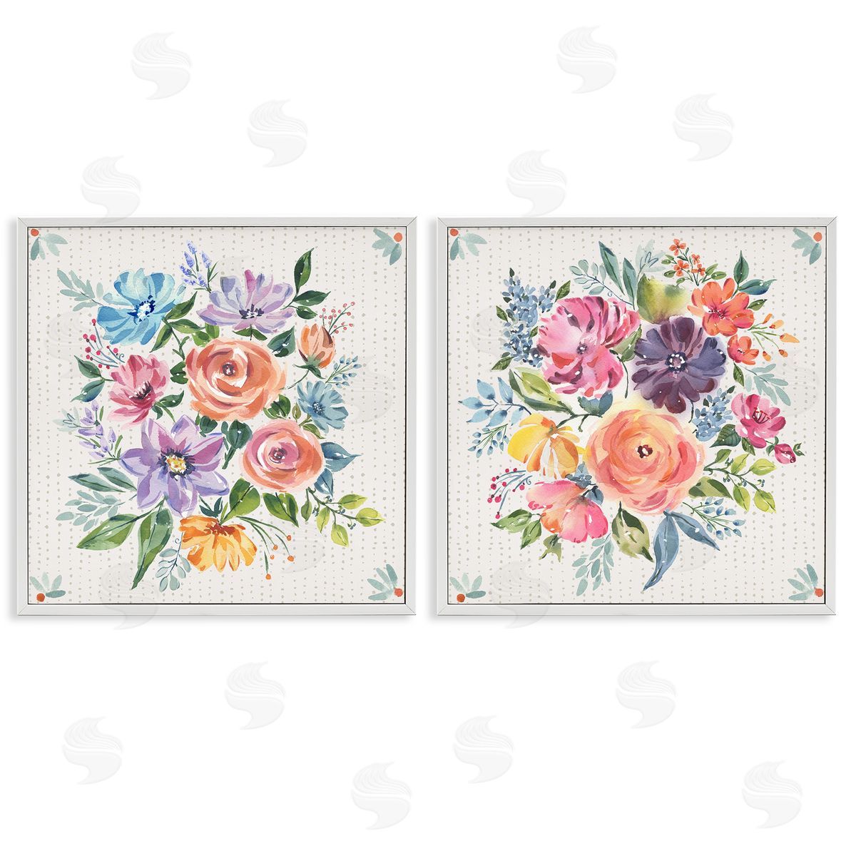 Jenny Faw Vintage Floral Motif Canvas Wall Art Print
