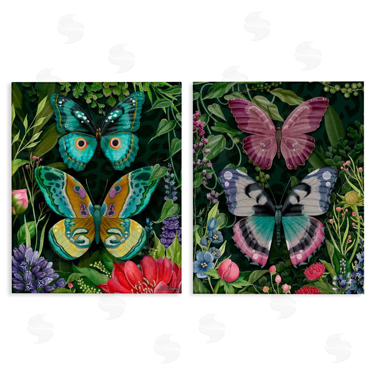 Nicole Tamarin Wild Garden Butterflies Canvas Wall Art Print