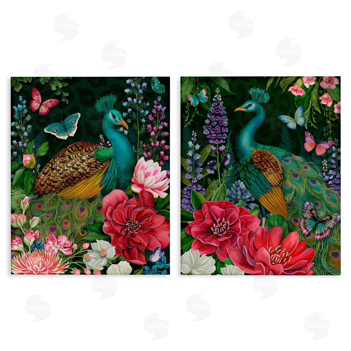Nicole Tamarin Wild Peacock Garden Canvas Wall Art Print