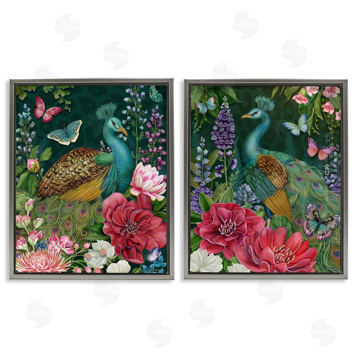 Nicole Tamarin Wild Peacock Garden Canvas Wall Art Print
