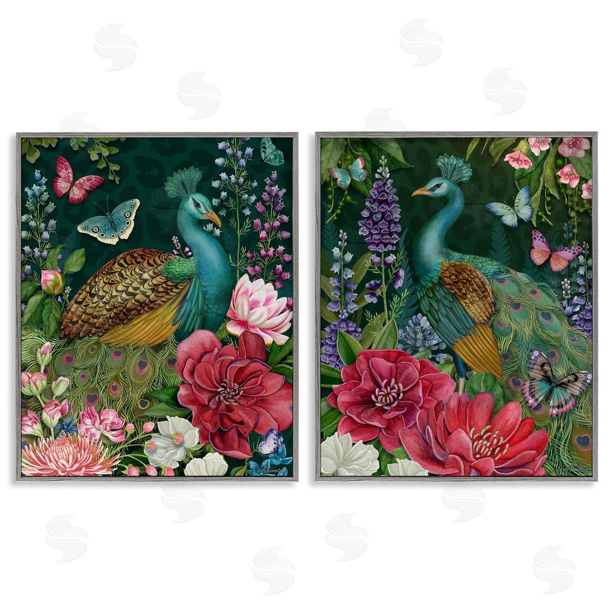 Nicole Tamarin Wild Peacock Garden Canvas Wall Art Print