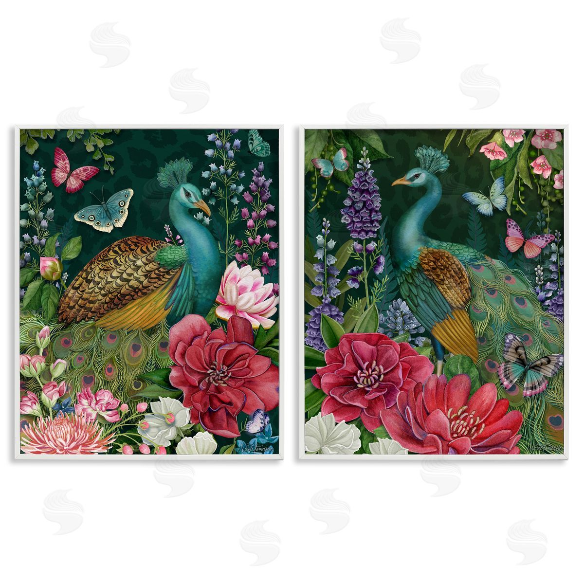Nicole Tamarin Wild Peacock Garden Canvas Wall Art Print