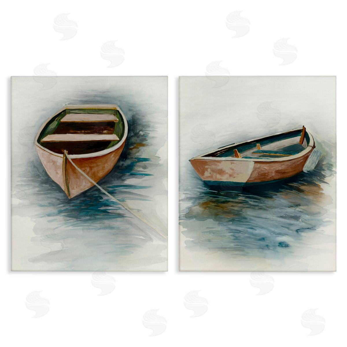 Jacob Q Tranquil Drifting Boat Canvas Wall Art Print