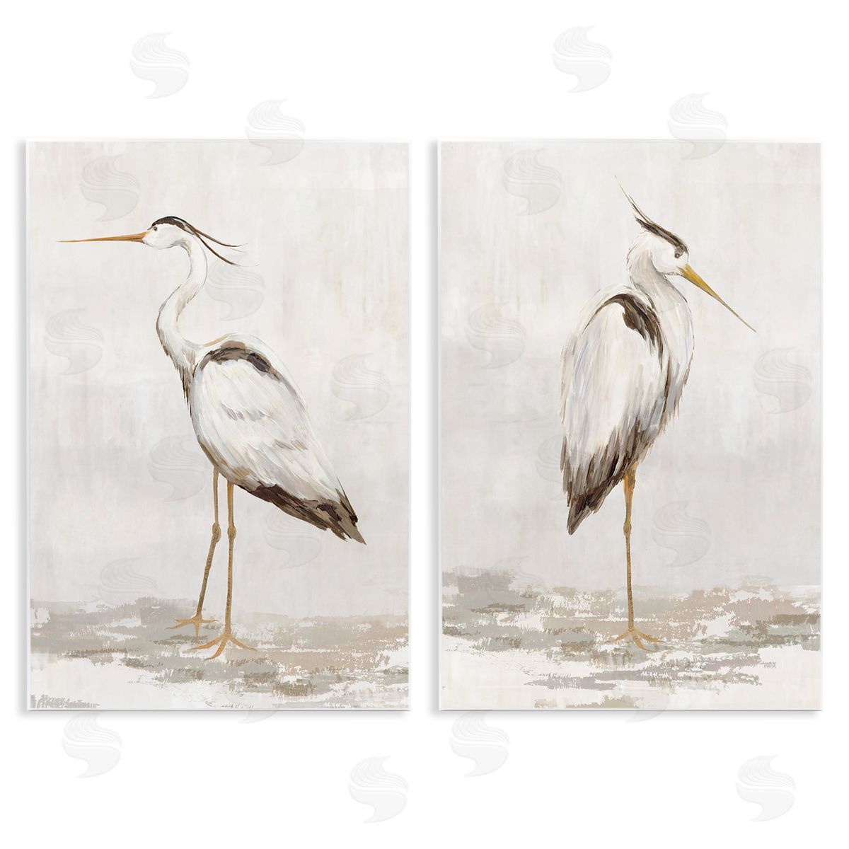 Hannah Dawson Serene Heron Birds Canvas Wall Art Print