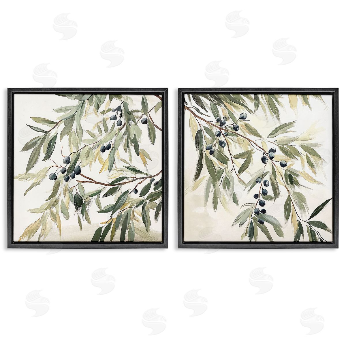 Mona Grace Olive Branches in Pastel Canvas Wall Art Print