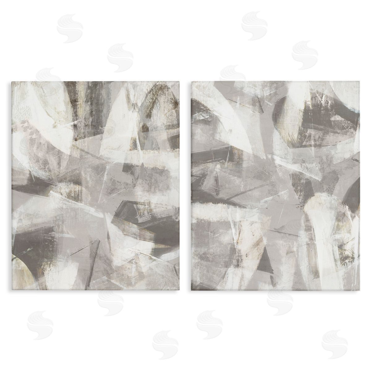 Hannah Dawson Grey & White Soft Currents Canvas Wall Art Print