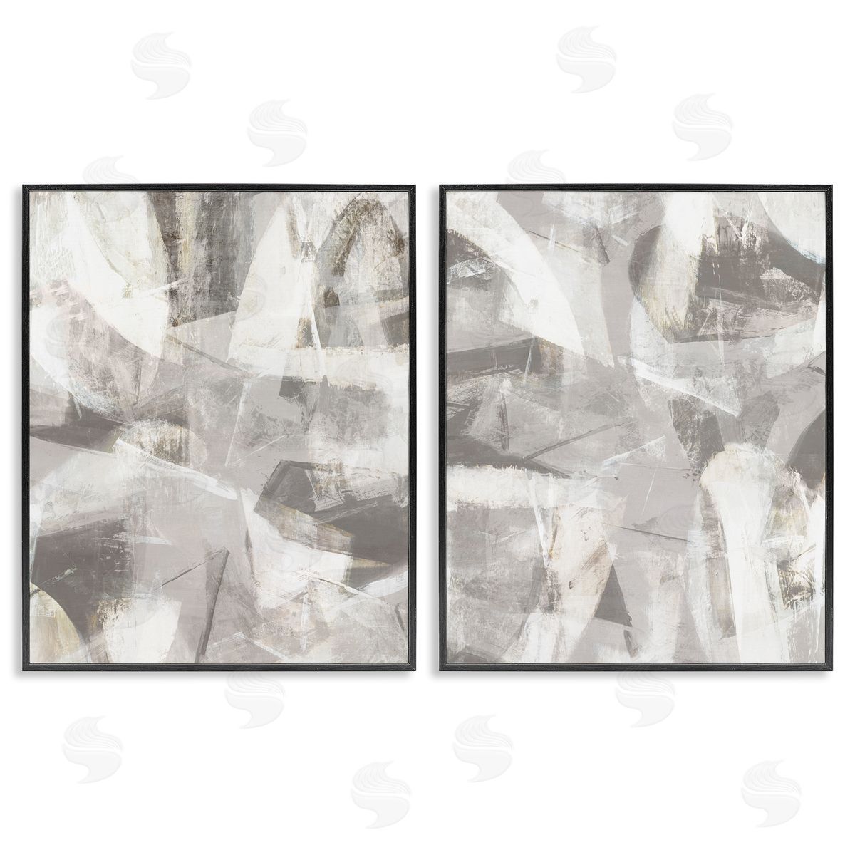 Hannah Dawson Grey & White Soft Currents Canvas Wall Art Print