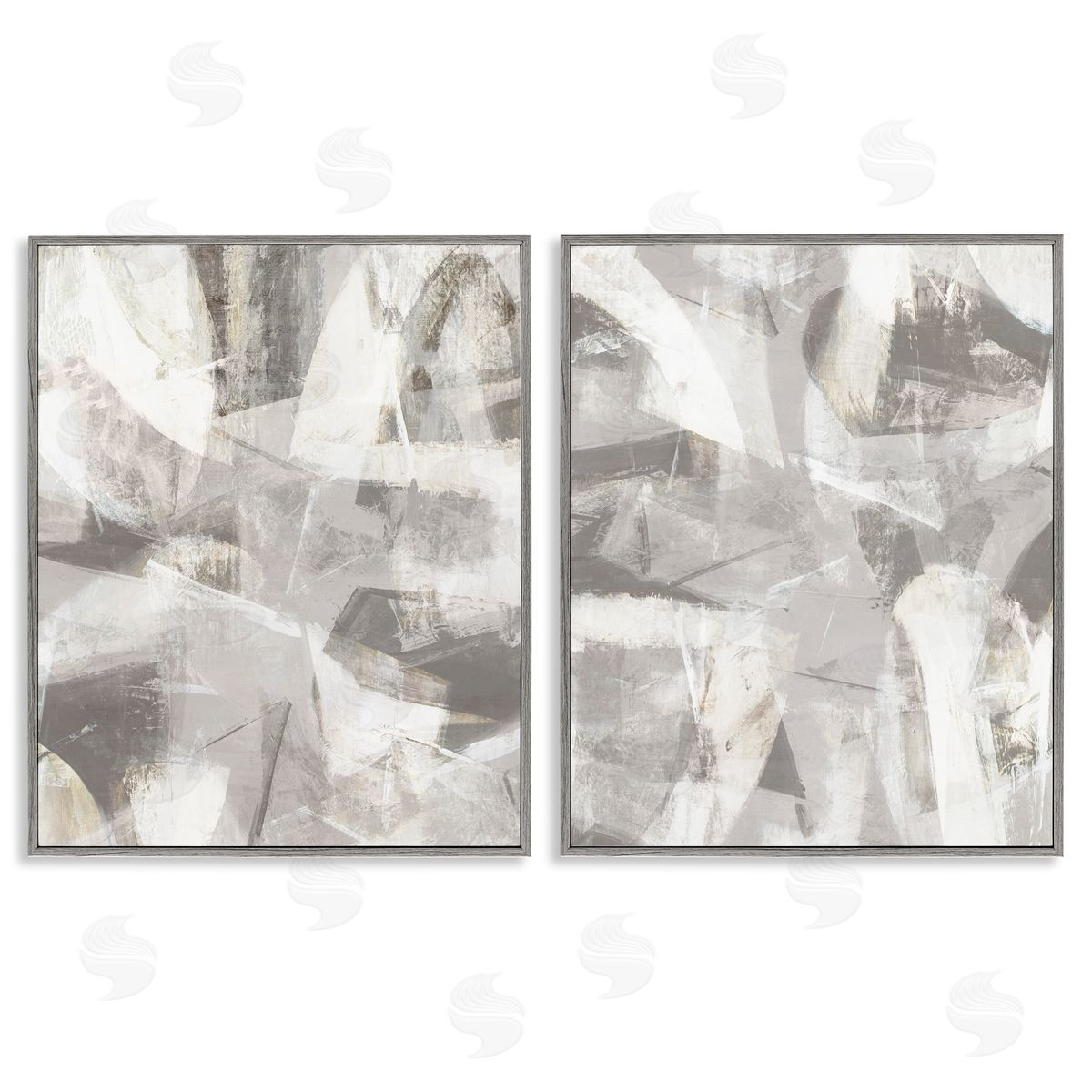 Hannah Dawson Grey & White Soft Currents Canvas Wall Art Print