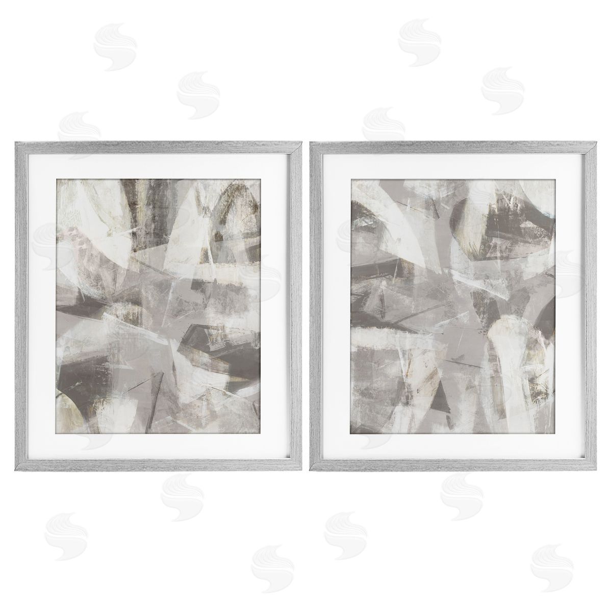 Hannah Dawson Grey & White Soft Currents Canvas Wall Art Print