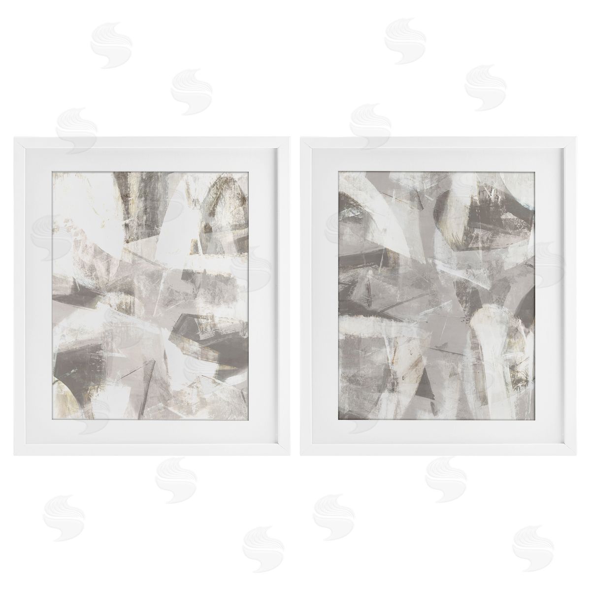 Hannah Dawson Grey & White Soft Currents Canvas Wall Art Print