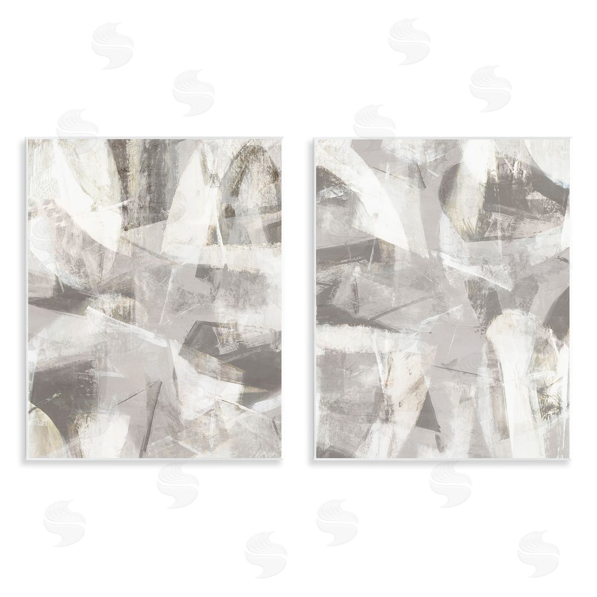Hannah Dawson Grey & White Soft Currents Canvas Wall Art Print
