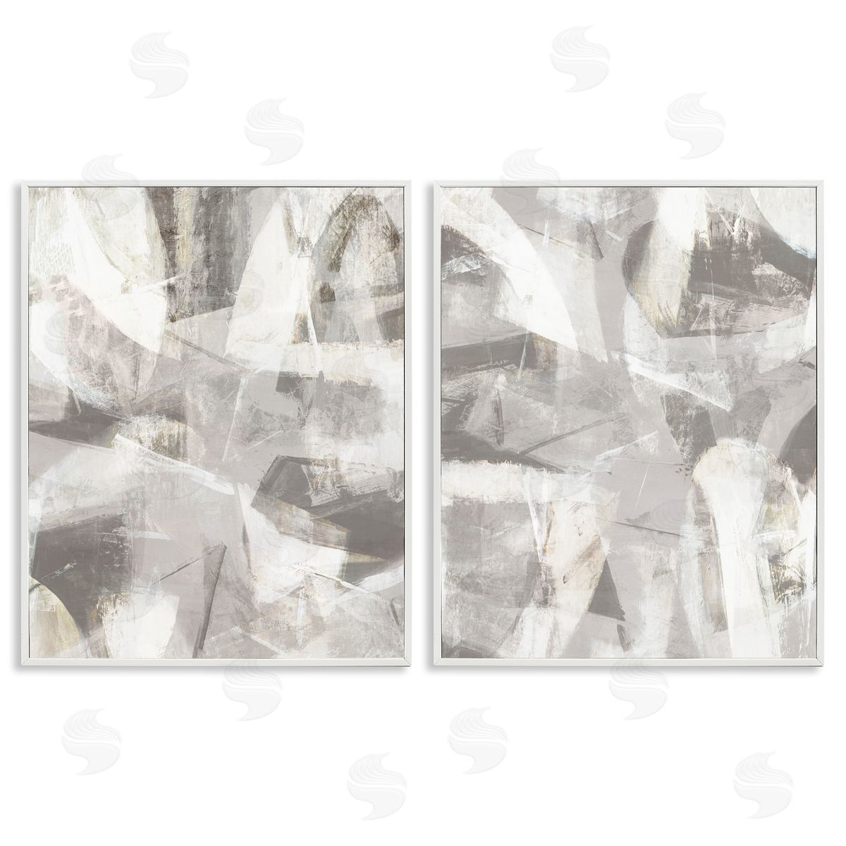 Hannah Dawson Grey & White Soft Currents Canvas Wall Art Print