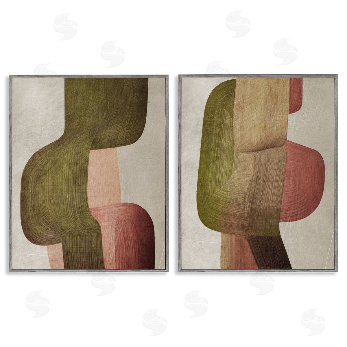 1x Metal Brush Curvatures Canvas Wall Art Print