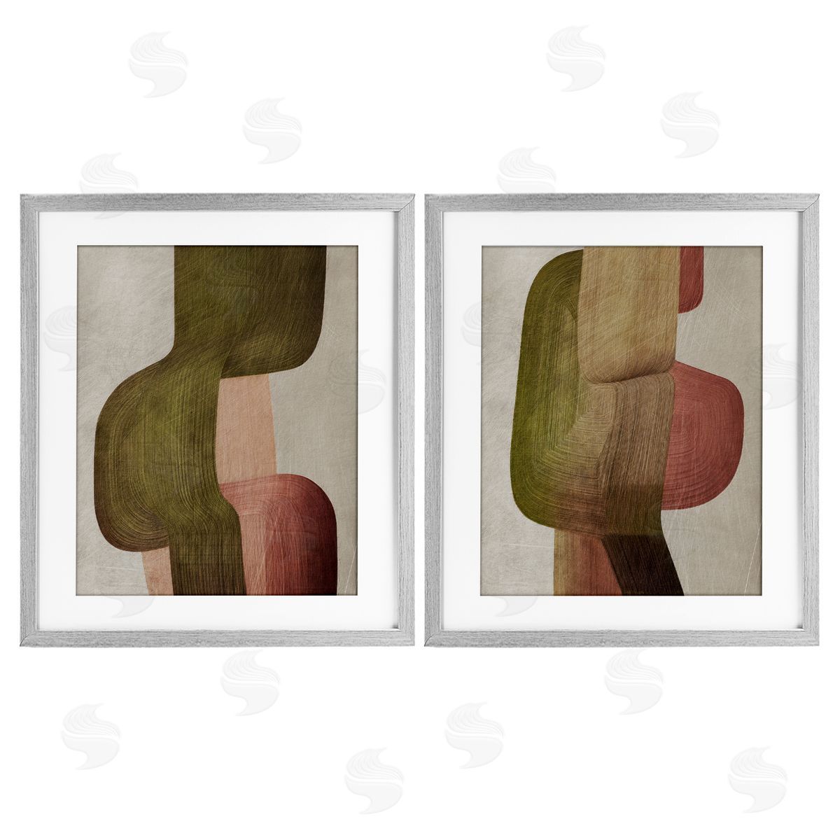 1x Metal Brush Curvatures Canvas Wall Art Print