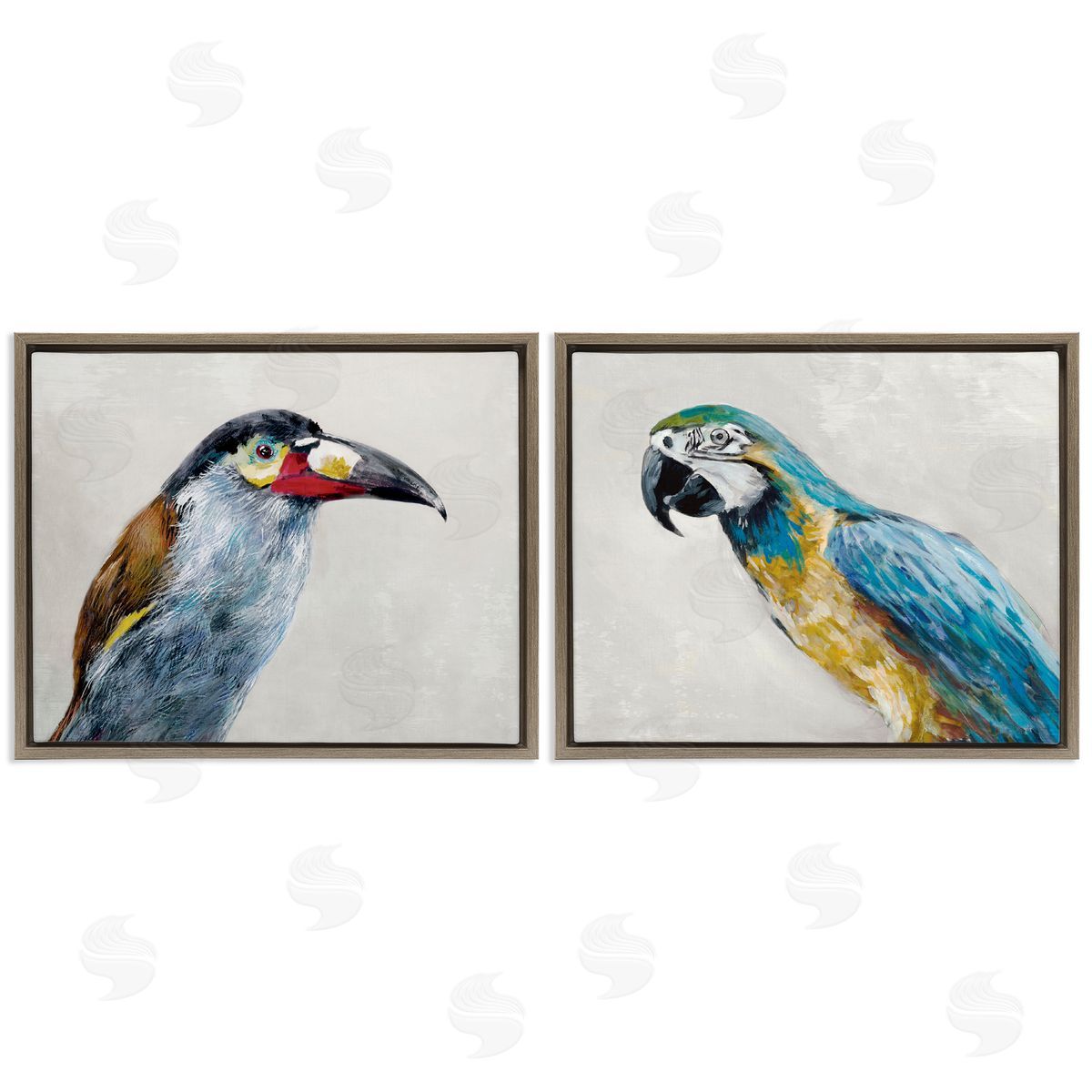 Jacob Q Toucan And Parrot Portrait Canvas Wall Art Print