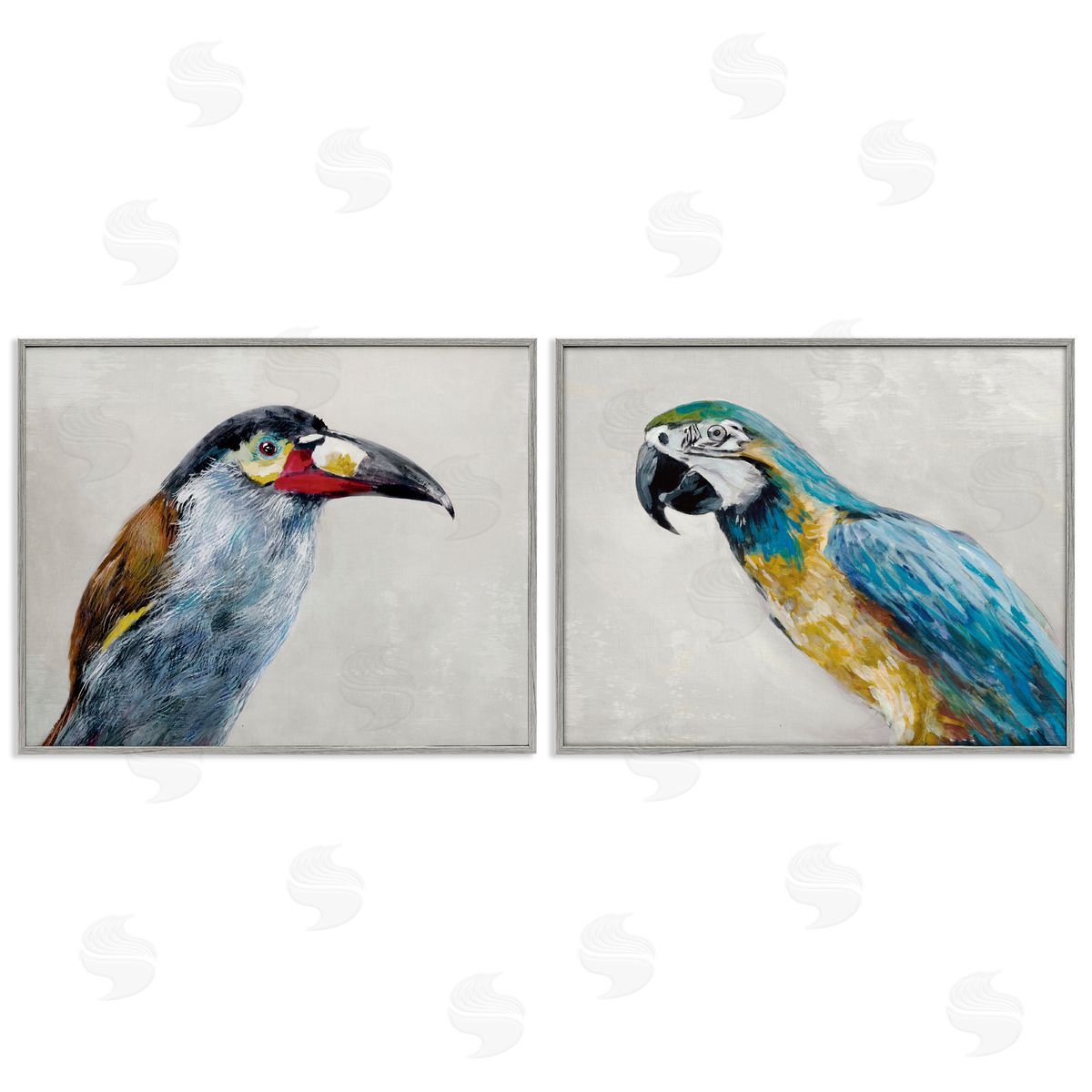 Jacob Q Toucan And Parrot Portrait Canvas Wall Art Print