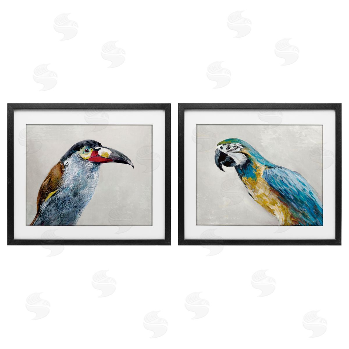 Jacob Q Toucan And Parrot Portrait Canvas Wall Art Print
