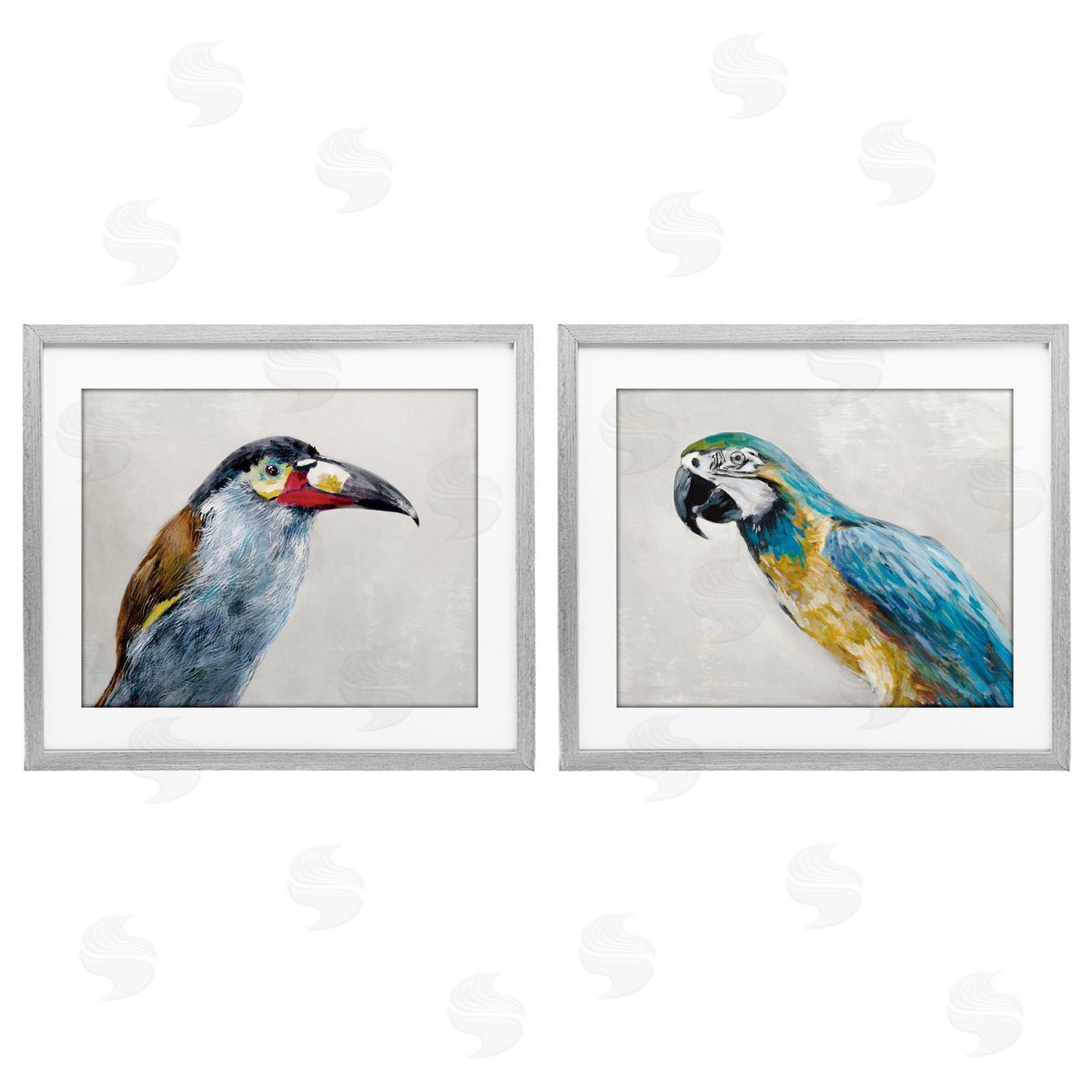 Jacob Q Toucan And Parrot Portrait Canvas Wall Art Print