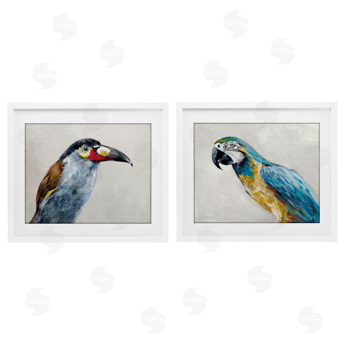 Jacob Q Toucan And Parrot Portrait Canvas Wall Art Print