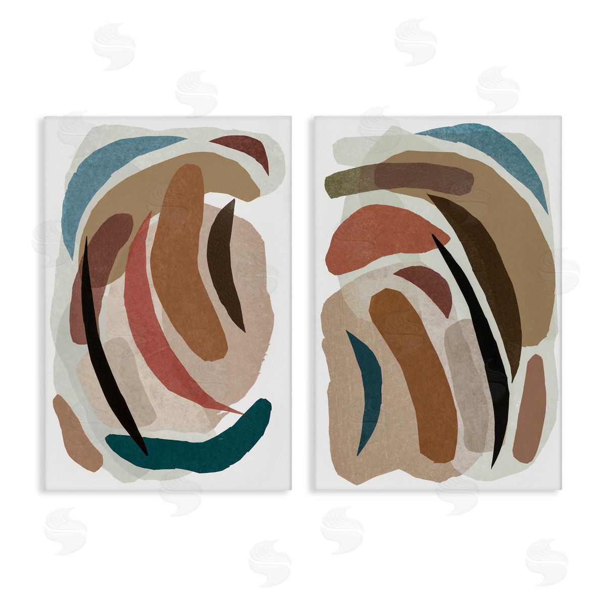 Nikki Galapon Earthy Paper Collage Shapes Canvas Wall Art Print
