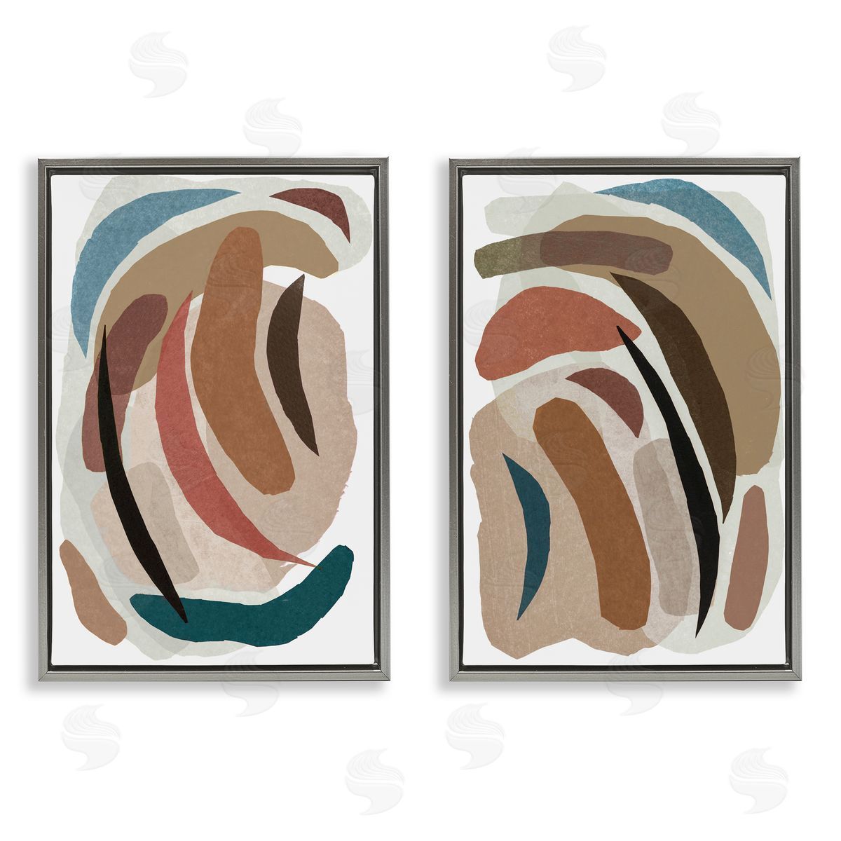 Nikki Galapon Earthy Paper Collage Shapes Canvas Wall Art Print