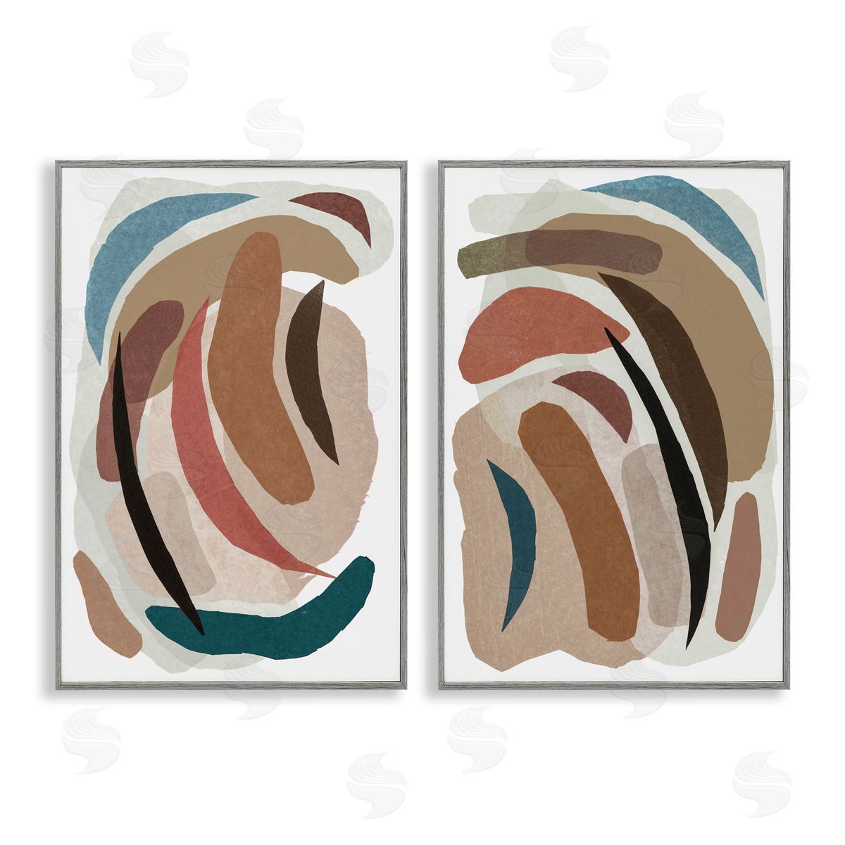 Nikki Galapon Earthy Paper Collage Shapes Canvas Wall Art Print