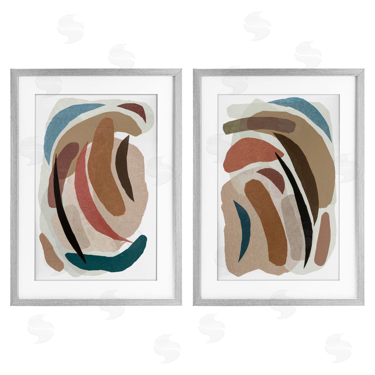Nikki Galapon Earthy Paper Collage Shapes Canvas Wall Art Print