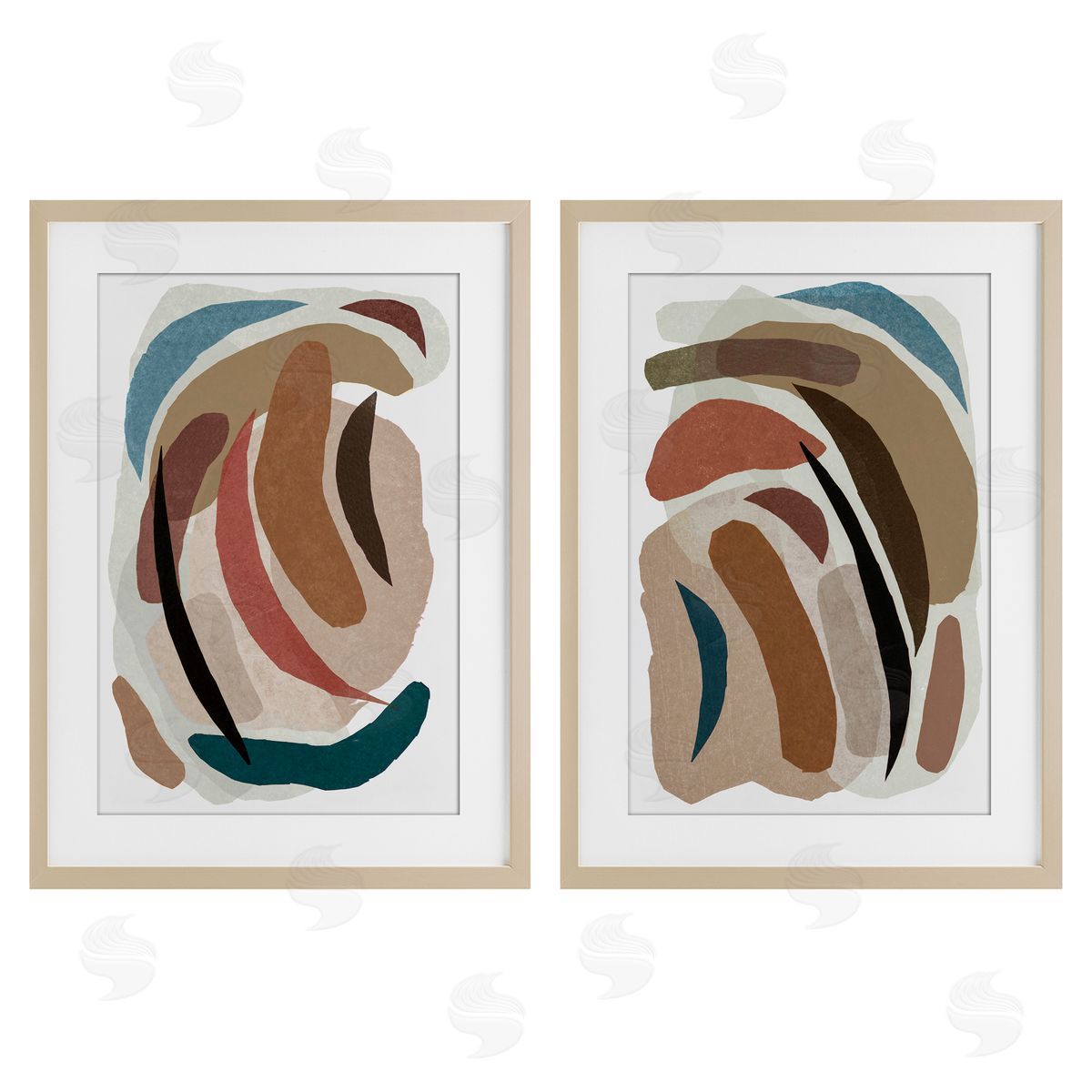 Nikki Galapon Earthy Paper Collage Shapes Canvas Wall Art Print