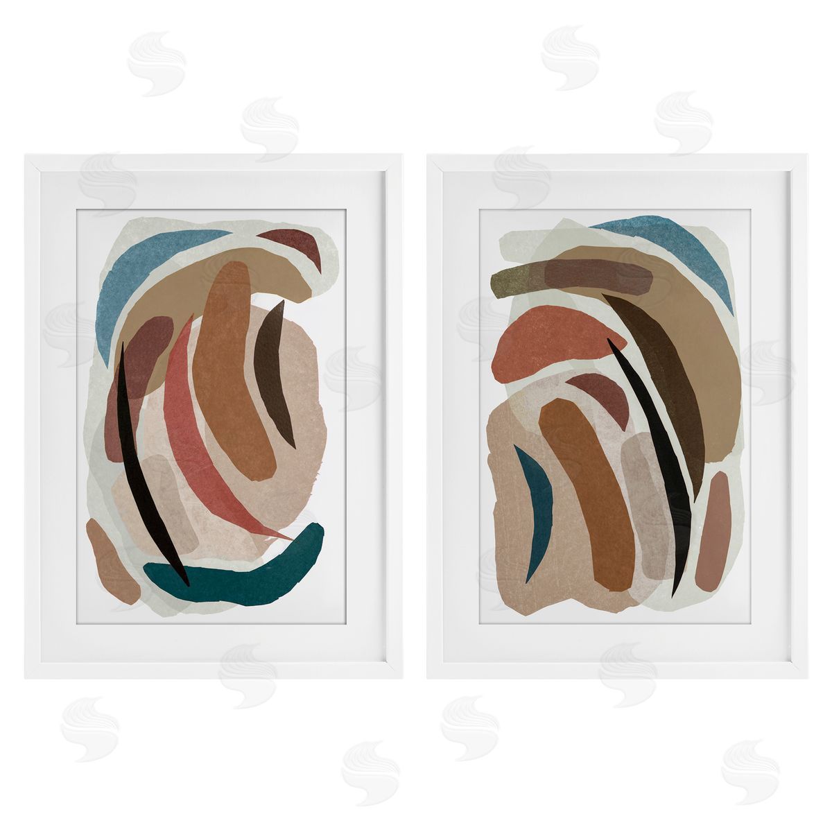 Nikki Galapon Earthy Paper Collage Shapes Canvas Wall Art Print