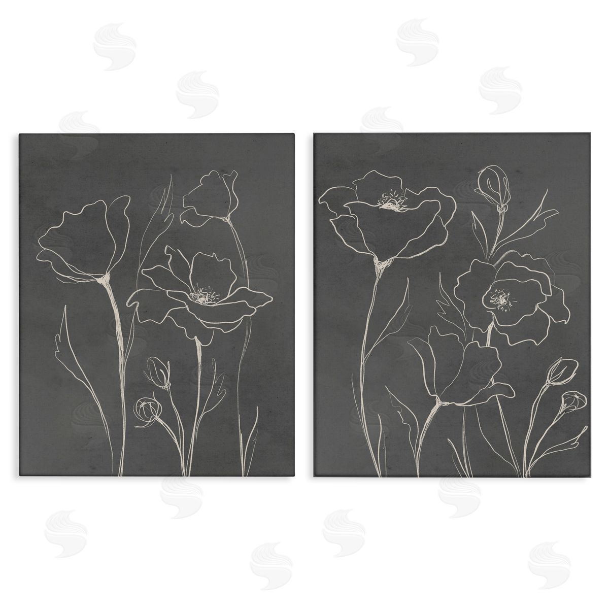 Elizabeth Medley Simple Gray Poppies Canvas Wall Art Print