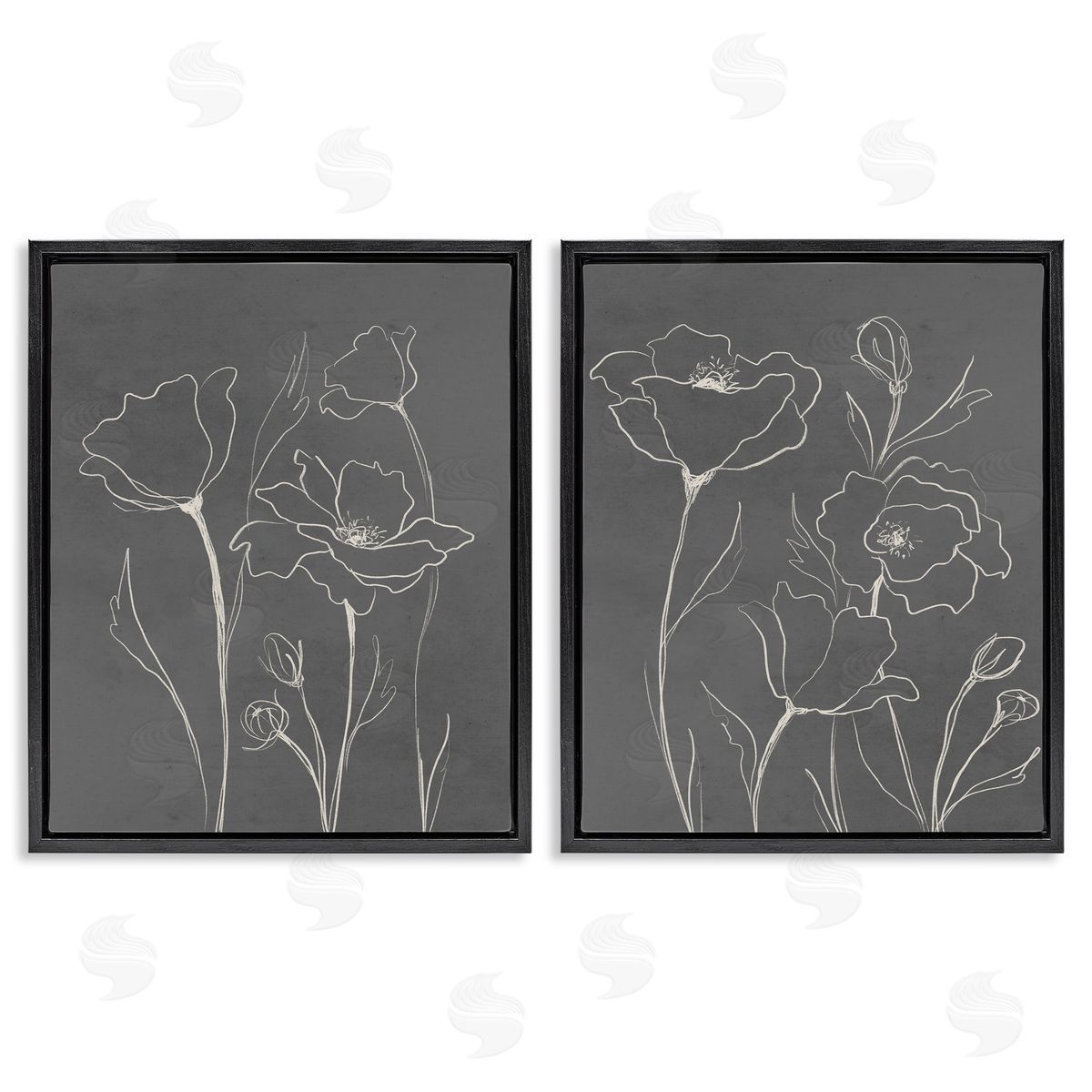 Elizabeth Medley Simple Gray Poppies Canvas Wall Art Print
