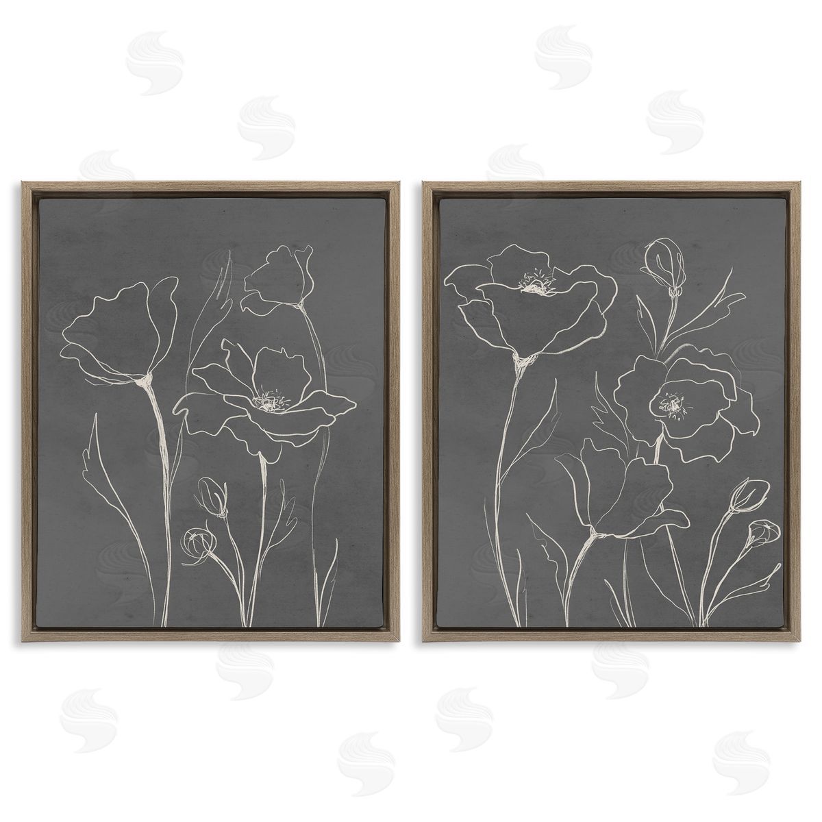 Elizabeth Medley Simple Gray Poppies Canvas Wall Art Print