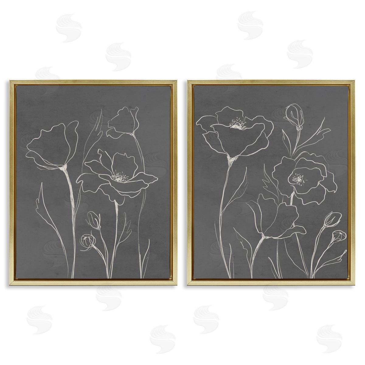 Elizabeth Medley Simple Gray Poppies Canvas Wall Art Print