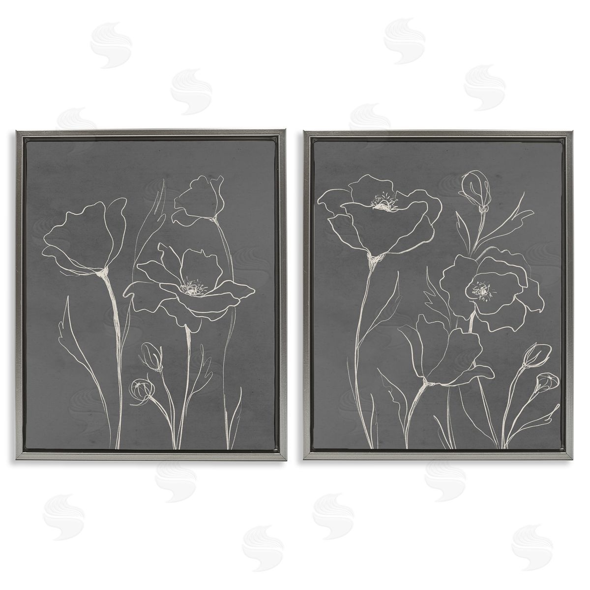 Elizabeth Medley Simple Gray Poppies Canvas Wall Art Print