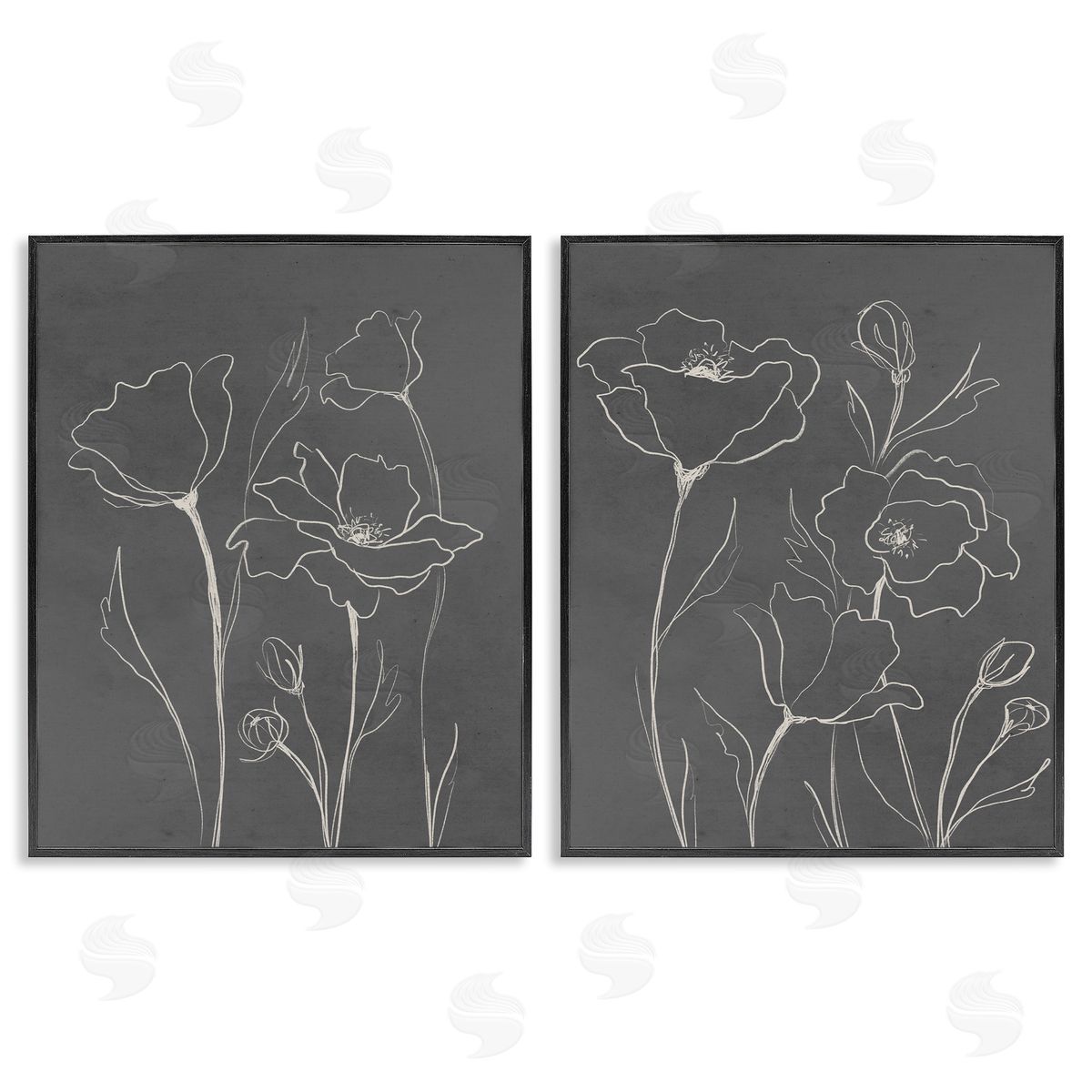 Elizabeth Medley Simple Gray Poppies Canvas Wall Art Print