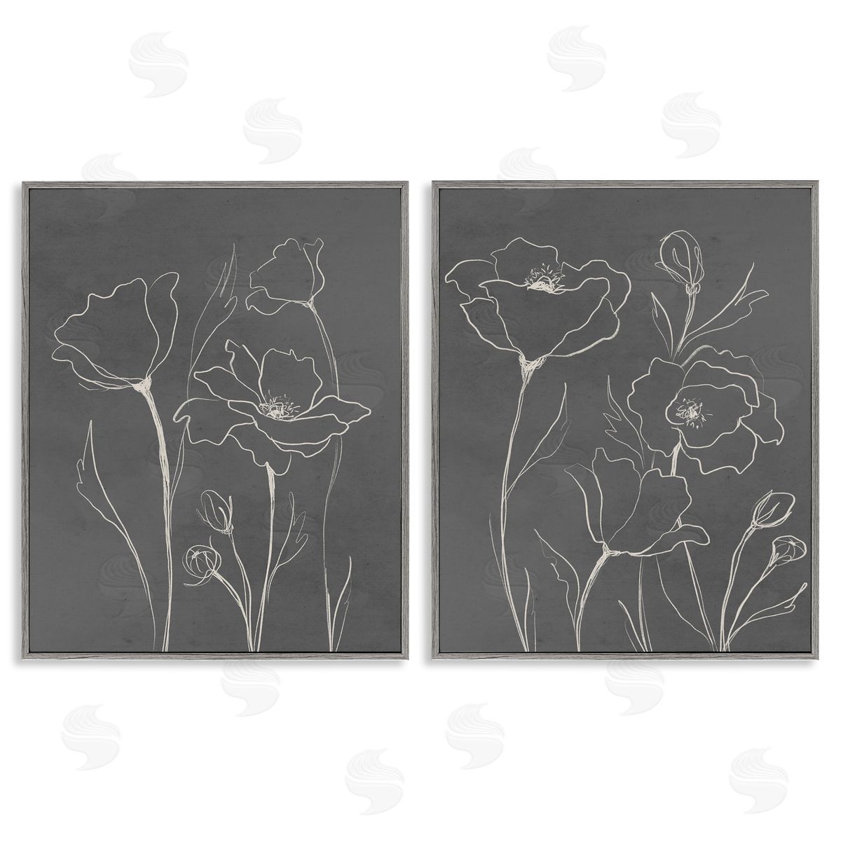 Elizabeth Medley Simple Gray Poppies Canvas Wall Art Print