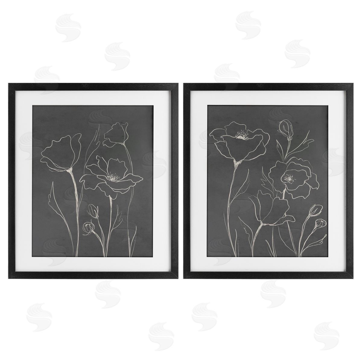Elizabeth Medley Simple Gray Poppies Canvas Wall Art Print