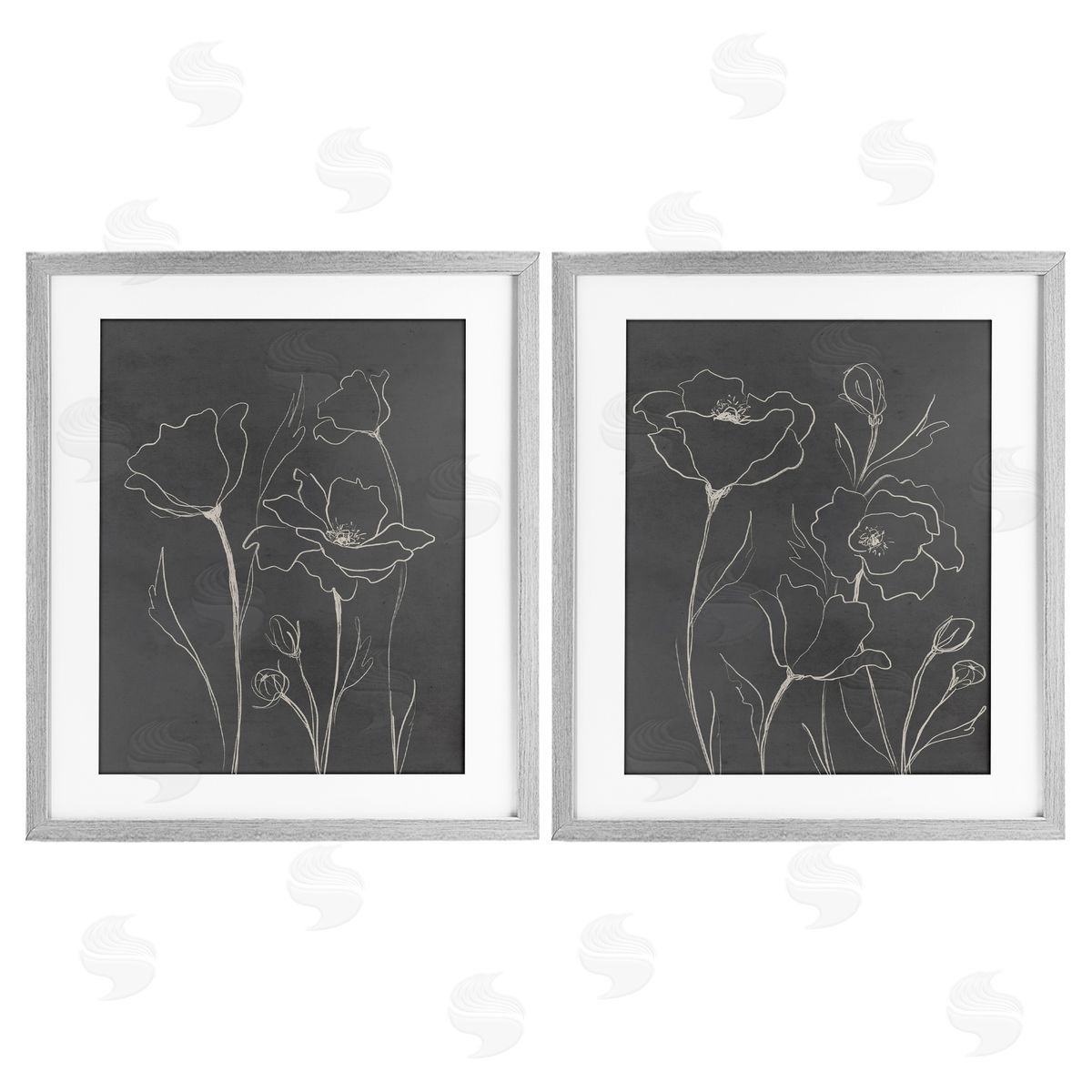 Elizabeth Medley Simple Gray Poppies Canvas Wall Art Print