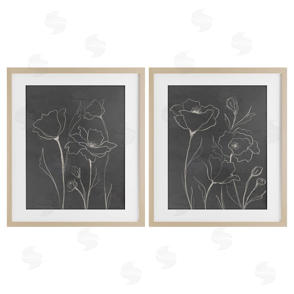 Elizabeth Medley Simple Gray Poppies Canvas Wall Art Print