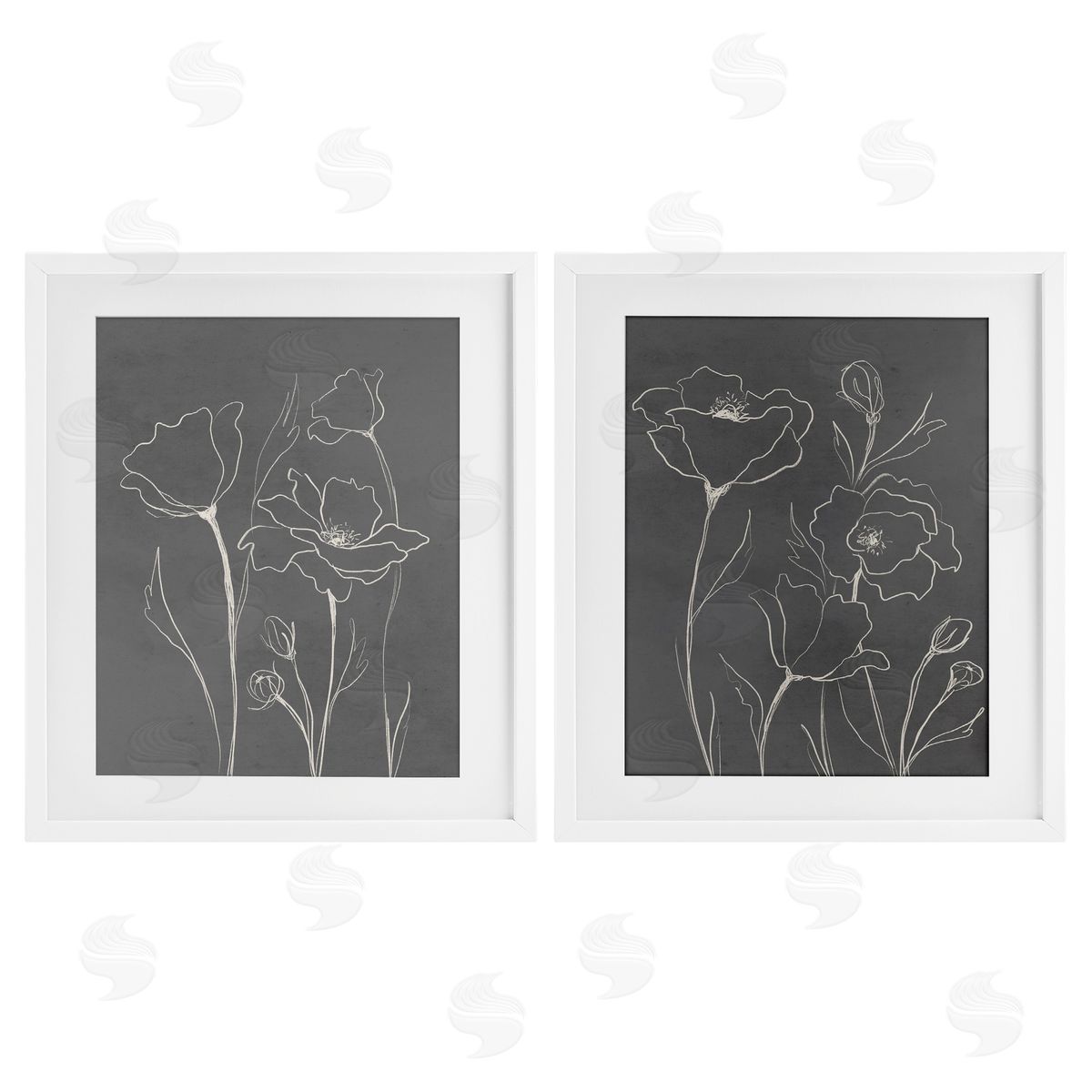 Elizabeth Medley Simple Gray Poppies Canvas Wall Art Print