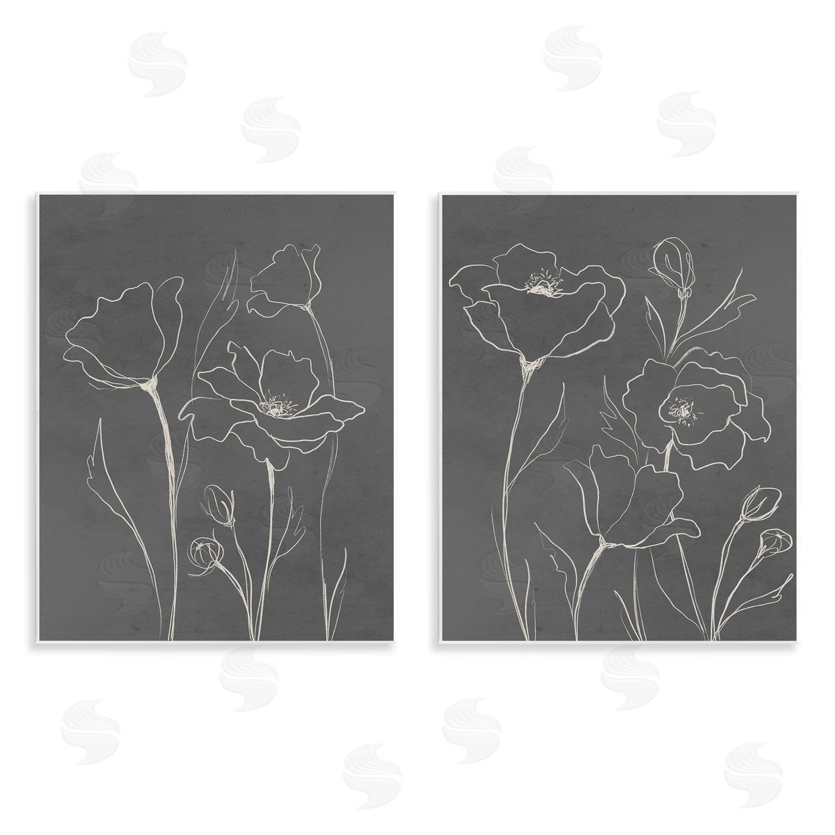 Elizabeth Medley Simple Gray Poppies Canvas Wall Art Print