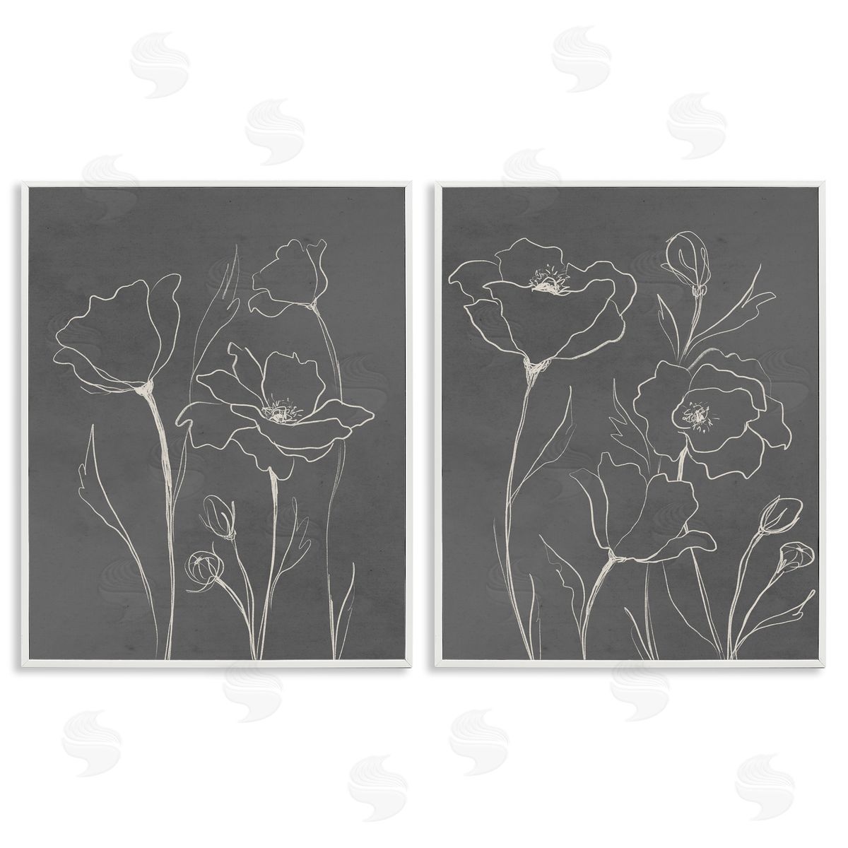 Elizabeth Medley Simple Gray Poppies Canvas Wall Art Print