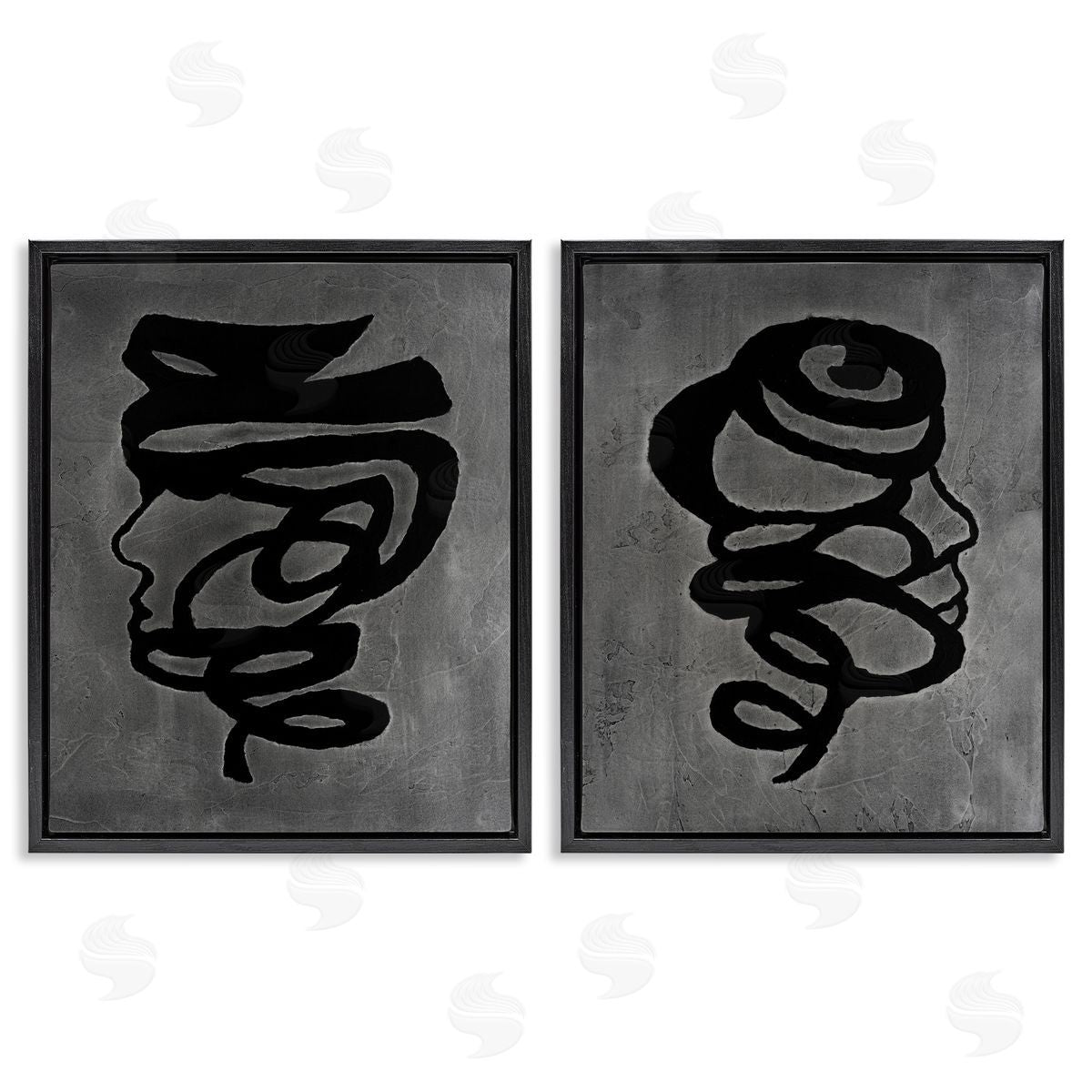 Vanna Lam Coil Portraits on Grey Canvas Wall Art Print