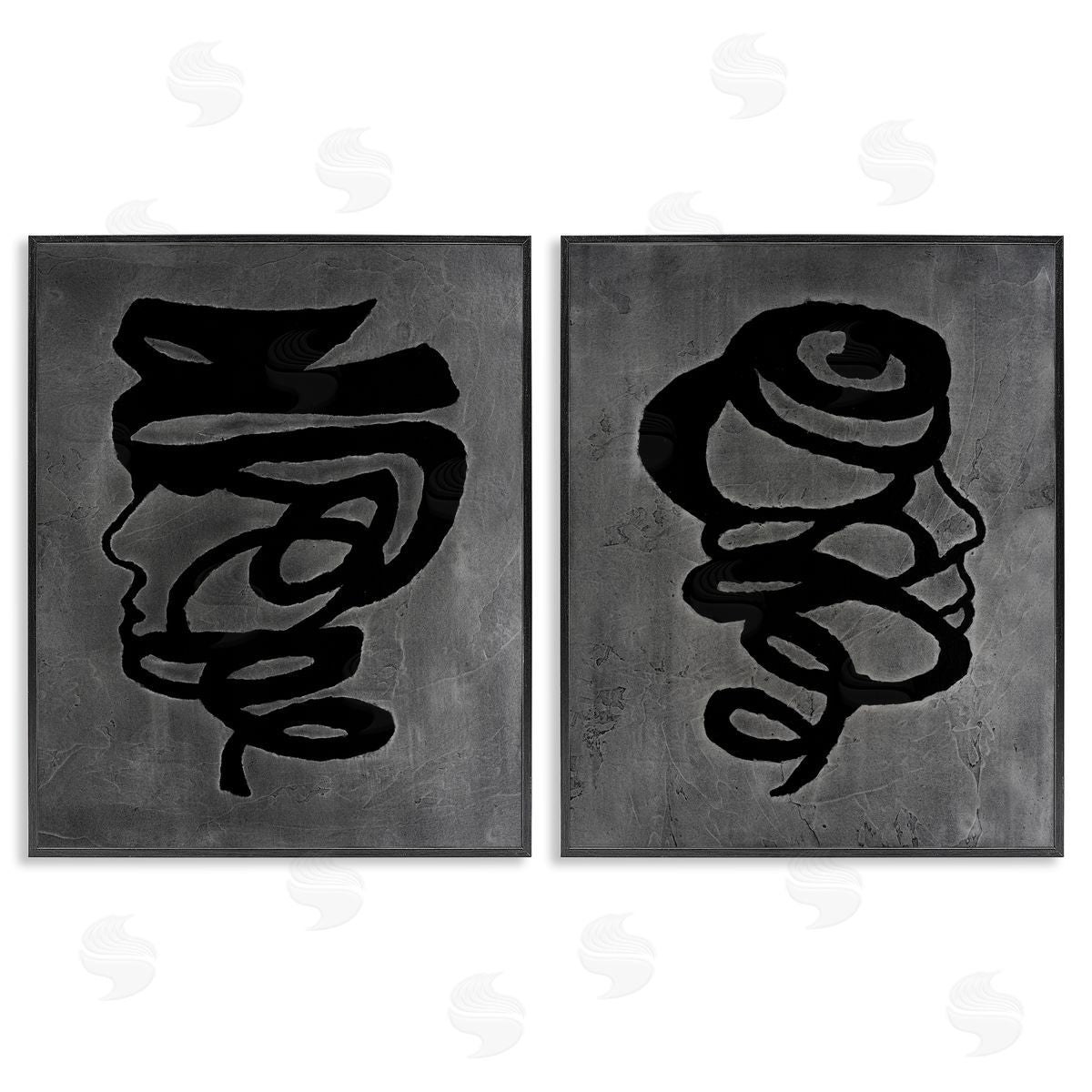 Vanna Lam Coil Portraits on Grey Canvas Wall Art Print