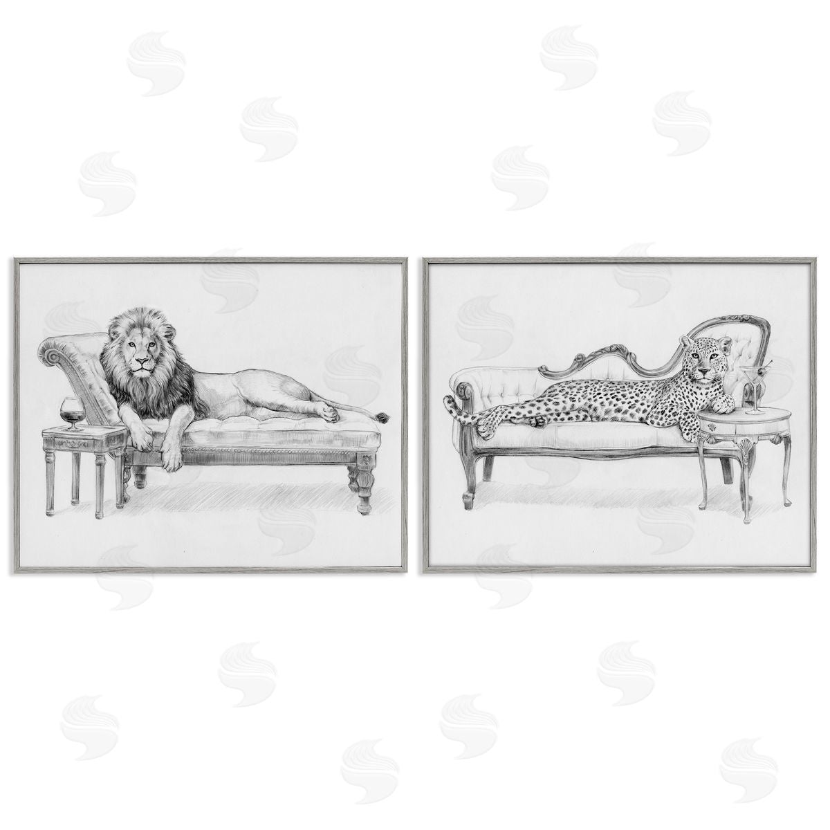 Victoria Barnes Lounging Jungle Beasts Canvas Wall Art Print