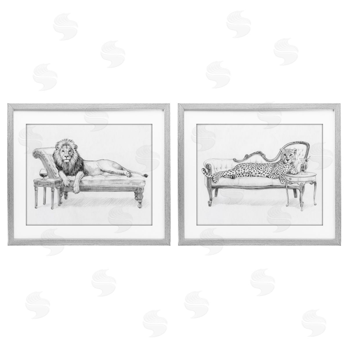 Victoria Barnes Lounging Jungle Beasts Canvas Wall Art Print