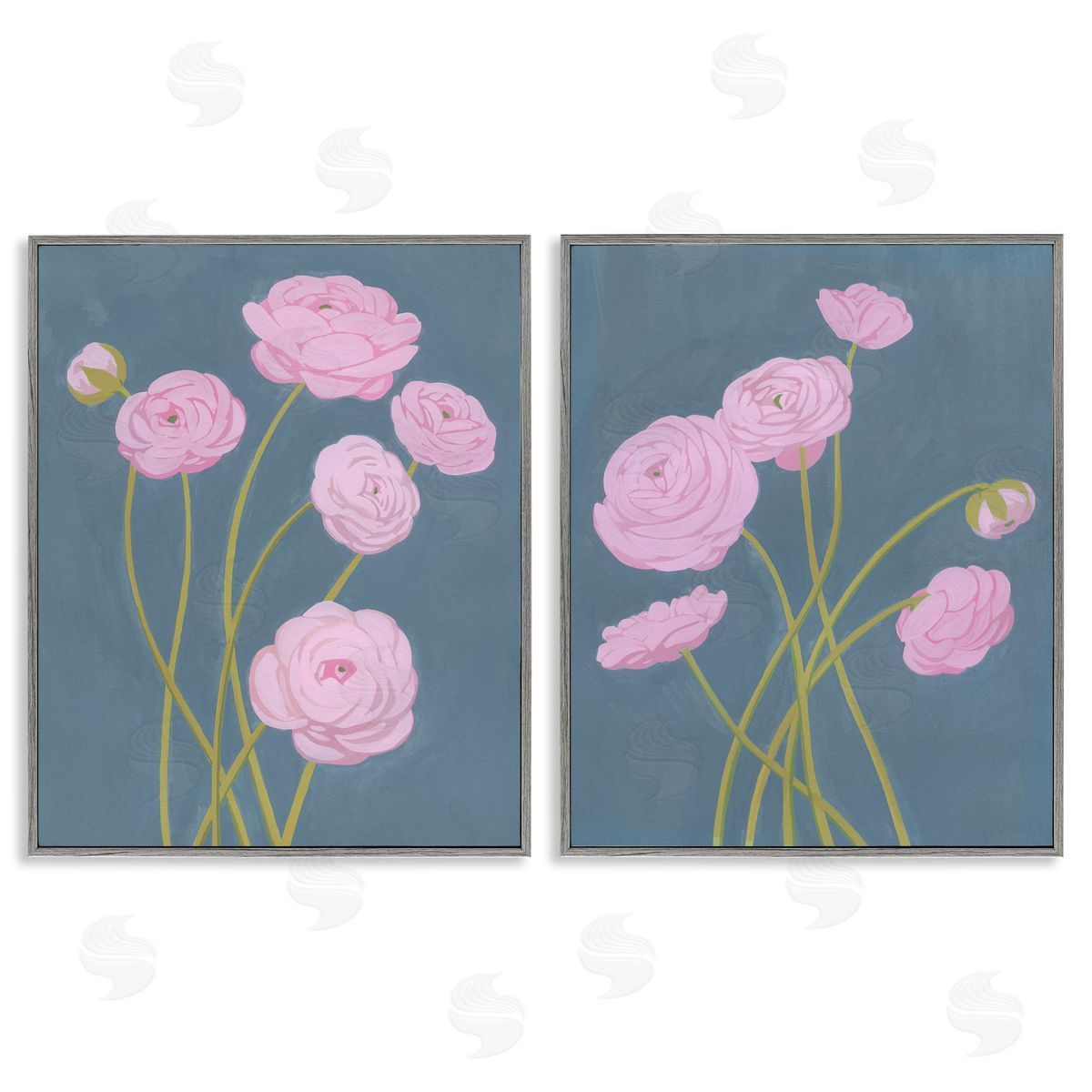 Grace Popp Posies over Dusty Grey Canvas Wall Art Print