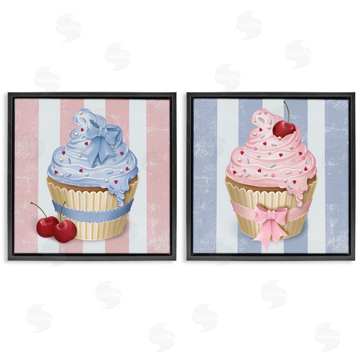 Lori Mosley Pink & Blue Cupcakes Canvas Wall Art Print