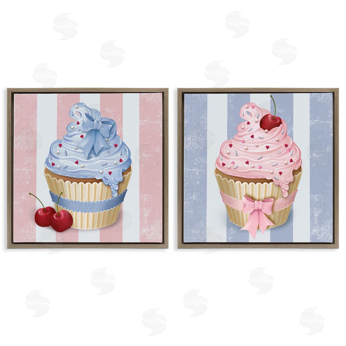 Lori Mosley Pink & Blue Cupcakes Canvas Wall Art Print